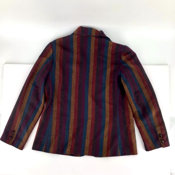 Coatree VTG Blazer Red Purple Herringbone Stripe Wool Jacket Size 11-12 - Picture 15 of 15